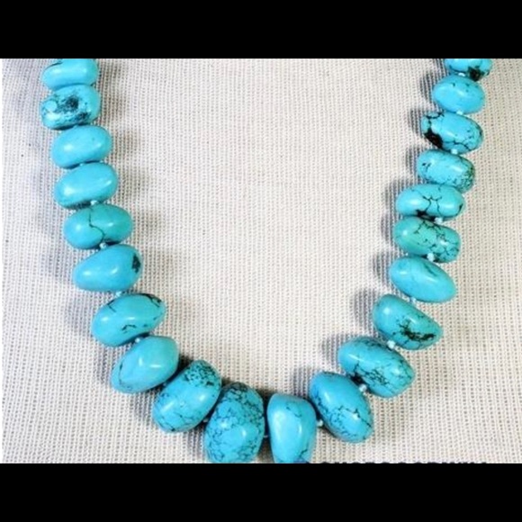 Coldwater Creek Knotted Turquoise & Dyed Stone Necklace | Boho - Picture 8 of 10